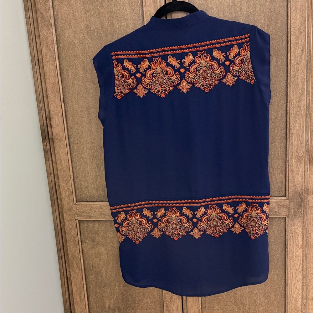 THML Deep Blue Embroidered Top - Picture 8 of 14